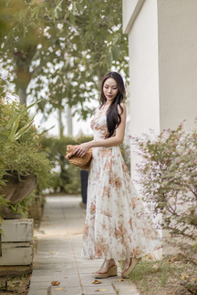 *BACKORDER*ORIANA SWEETHEART MAXI DRESS (BROWN FLORAL) 