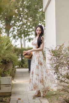 *BACKORDER*ORIANA SWEETHEART MAXI DRESS (BROWN FLORAL) 