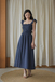 ROMINA ELASTIC MIDAXI DRESS (BLUE CHECKERED) 