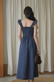 ROMINA ELASTIC MIDAXI DRESS (BLUE CHECKERED) 