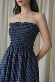 ROMINA ELASTIC MIDAXI DRESS (BLUE CHECKERED) 
