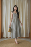 ROMINA ELASTIC MIDAXI DRESS (WHITE CHECKERED) 