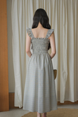 ROMINA ELASTIC MIDAXI DRESS (WHITE CHECKERED) 