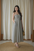 ROMINA ELASTIC MIDAXI DRESS (WHITE CHECKERED) 