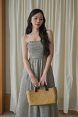 ROMINA ELASTIC MIDAXI DRESS (WHITE CHECKERED) 