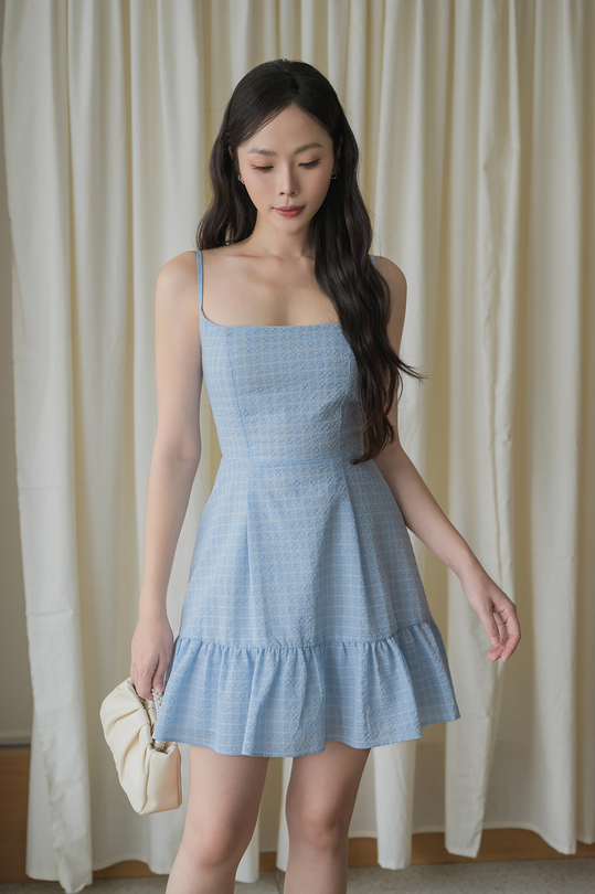 HAERIN RUFFLES MINI DRESS (BABY BLUE) 