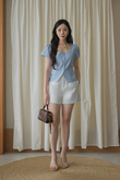 FELIA BUTTON FRONT TOP (BABY BLUE)