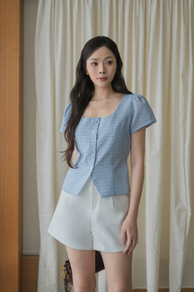 FELIA BUTTON FRONT TOP (BABY BLUE)