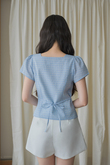 FELIA BUTTON FRONT TOP (BABY BLUE)