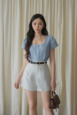 FELIA BUTTON FRONT TOP (BABY BLUE)