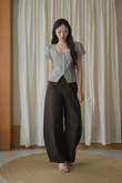 FELIA BUTTON FRONT TOP (WHITE CHECKERED)
