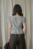 FELIA BUTTON FRONT TOP (WHITE CHECKERED)