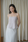 FLOSSY CAMI LACE TOP (PINK CHECKERED)