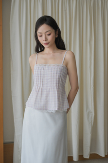 FLOSSY CAMI LACE TOP (PINK CHECKERED)