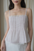 FLOSSY CAMI LACE TOP (PINK CHECKERED)