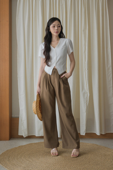 EMELY V NECK LACE TOP (WHITE)
