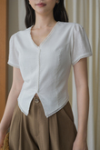 EMELY V NECK LACE TOP (WHITE) EMELY V NECK LACE TOP (WHITE)