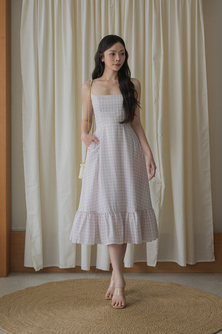 HANNE CAMI RUFFLES DRESS (PINK CHECKERED) 