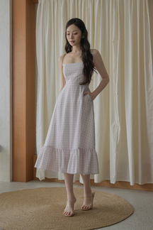 HANNE CAMI RUFFLES DRESS (PINK CHECKERED) 