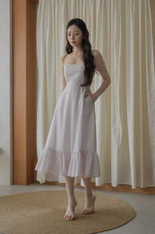 HANNE CAMI RUFFLES DRESS (PINK CHECKERED) 