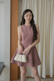 WAYTT ROUND NECK MINI DRESS (PINK) 