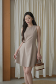 WAYTT ROUND NECK MINI DRESS (KHAKI) WAYTT ROUND NECK MINI DRESS (KHAKI)