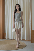 EIRA SQUARE NECK RIBBON TOP (WHITE CHECKERED)