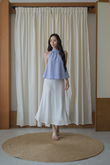 AUDREY HALTER NECK SHIRRED TOP (PERIWINKLE)