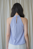 AUDREY HALTER NECK SHIRRED TOP (PERIWINKLE)