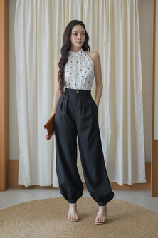 LILY HIGH WAISTED LANTERN PANTS (BLACK)