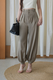 LILY HIGH WAISTED LANTERN PANTS (BROWN)
