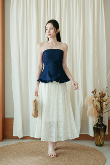 HARLYN ELASTIC TUBE TOP (BLUE)