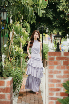 GRACIELA TIERED MAXI DRESS (GREY)