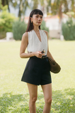 ADRIAN HIGH WAISTED SHORTS (BLUE) ADRIAN HIGH WAISTED SHORTS (BLUE)