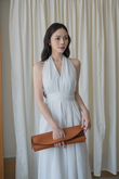 BRYNN V-NECK DRESS (WHITE STRIPE) BRYNN V-NECK DRESS (WHITE STRIPE)