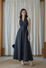 BRYNN V-NECK DRESS (BLACK STRIPE) 