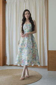 RANNY CAMI MIDI DRESS (GREEN FLORAL) 