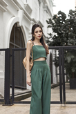 ILSE CURVED WAIST CROP TOP (FOREST GREEN)