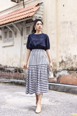 AMITA PUFF SLEEVES CROP TOP (SPACE BLUE)