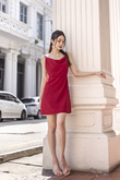 LYANNA COWL NECK CAMISOLE DRESS (RUBY RED)