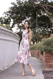REMILY FLARE MIDI DRESS (COTTON CANDY)