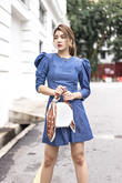 PRESLEY MUTTON SLEEVES TOP (BLUE)