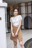 CAELYN SLIT OPEN SKIRT (BROWN)