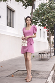 JORDYN PUFF SLEEVES OVERLAP DRESS (BERRY PINK)