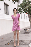 JORDYN PUFF SLEEVES OVERLAP DRESS (BERRY PINK)