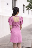 JORDYN PUFF SLEEVES OVERLAP DRESS (BERRY PINK)